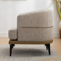 Modern Two Tone Barrel Fabric Chair, Upholstered Round Armchair For Living Room Bedroom Reading Room, Mustard Green Mustard Linen