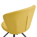 Light Yellow 360 Swivel Makeup Home Office Chair, Pu Vanity Chair, Nail Chair For Women, Queen Fancy Chair For Girls,Upholstered Chair With Black Metal Legs For Dining Room Bedroom And Living Room Metal Stripe Light Yellow Dining Room Sponge Dry Clean