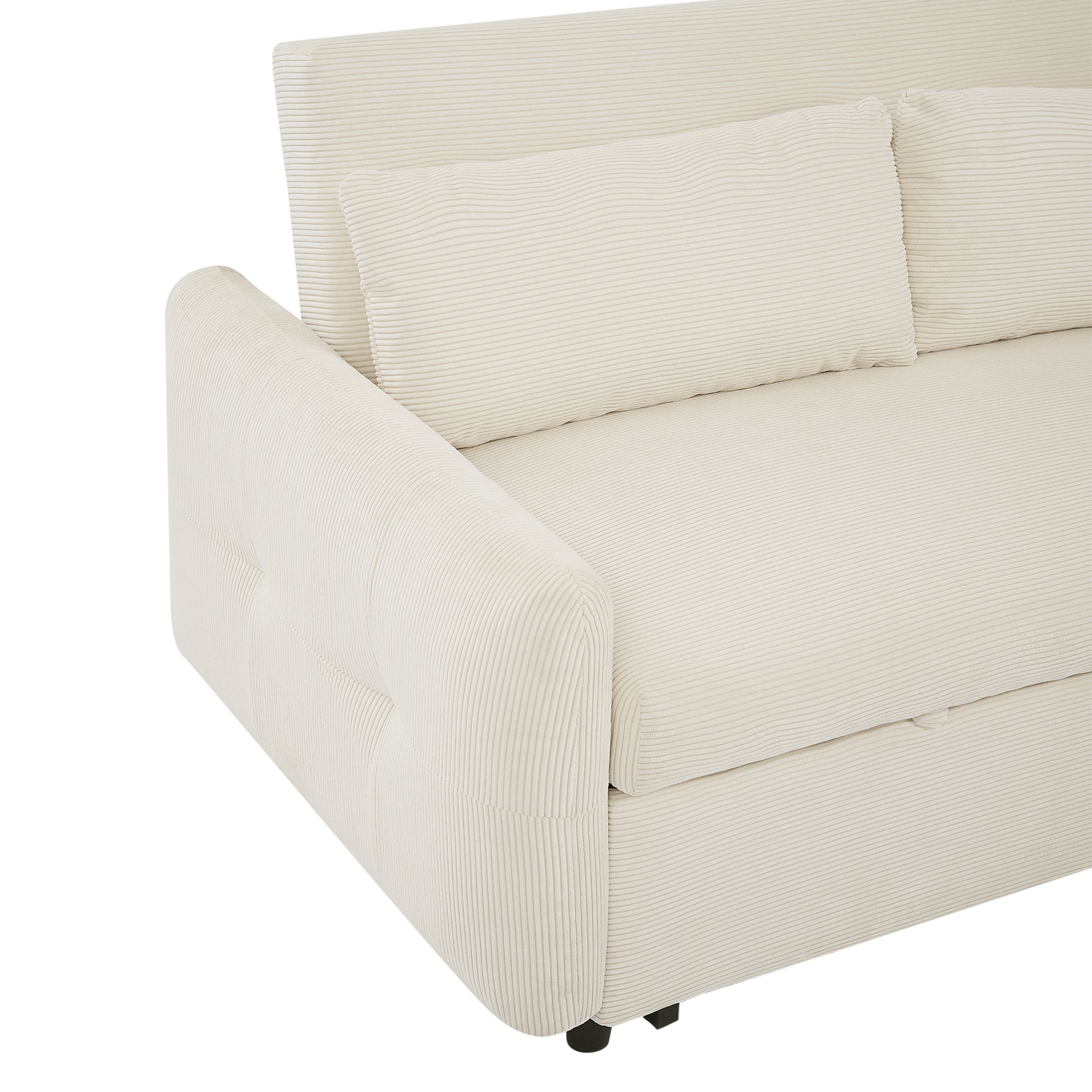 57.48" Pull Out Sofa Bed Convertible Couch 2 Seat Loveseat Sofa Modern Sleeper Sofa With Two Throw Pillows And Usb Ports For Living Room, Beige Old Sku:Wf317760Aaa Beige Foam Corduroy 2 Seat