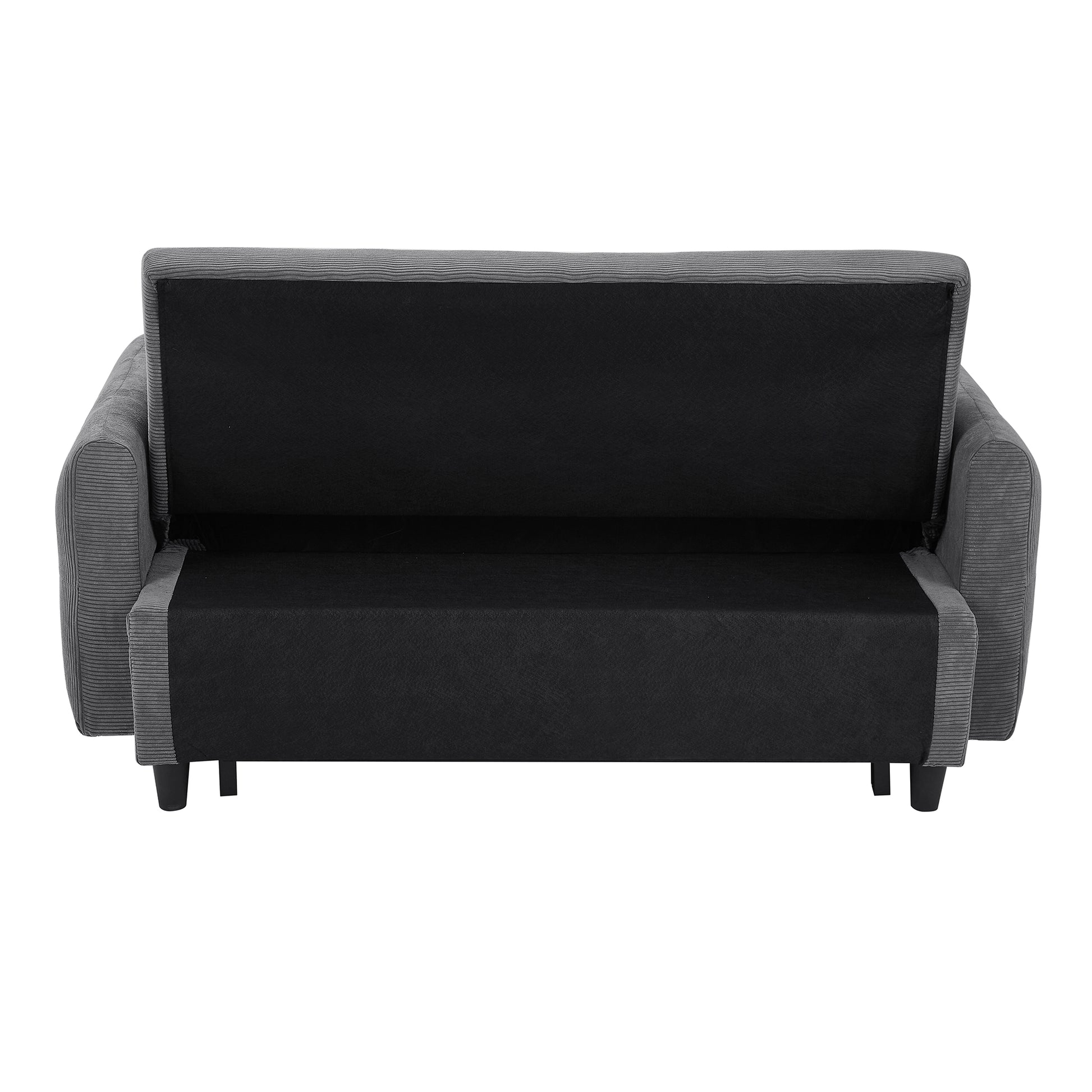 57.48" Pull Out Sofa Bed Convertible Couch 2 Seat Loveseat Sofa Modern Sleeper Sofa With Two Throw Pillows And Usb Ports For Living Room, Dark Grey Dark Grey Foam Corduroy