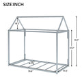 Metal House Shape Platform Bed, Twin Silver Metal