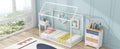Metal House Shape Platform Bed, Twin White Metal