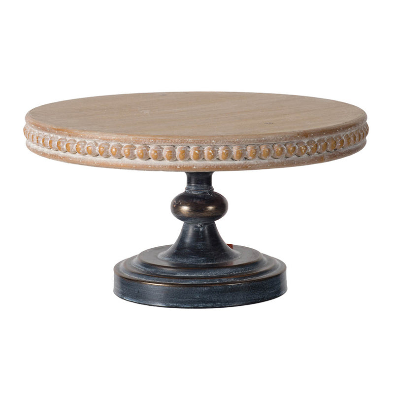 D14X7.5" Wooden Display Stand With Beaded Trim Black Brown Mdf