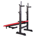 Adjustable Folding Multifunctional Workout Station Adjustable Workout Bench With Squat Rack Balck Red Black Red Metal