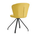 Light Yellow 360 Swivel Makeup Home Office Chair, Pu Vanity Chair, Nail Chair For Women, Queen Fancy Chair For Girls,Upholstered Chair With Black Metal Legs For Dining Room Bedroom And Living Room Metal Stripe Light Yellow Dining Room Sponge Dry Clean