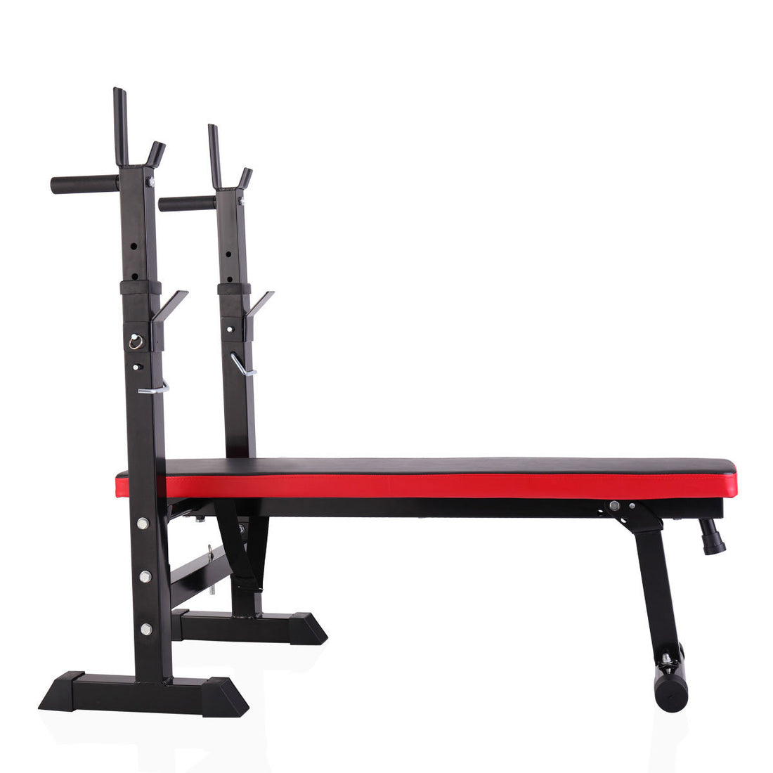 Adjustable Folding Multifunctional Workout Station Adjustable Workout Bench With Squat Rack Balck Red Black Red Metal