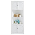 Tall Bathroom Storage Cabinet, Corner Cabinet With Doors And Adjustable Shelf, Mdf Board, White White Mdf