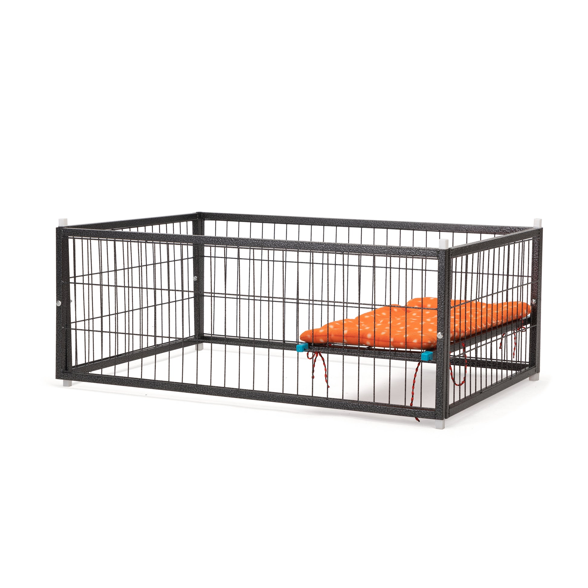 4 Story Pet Cage, Bunny Hutch With Ladder, Lockable Wheels And Removable Tray, Black And Orange Black Metal