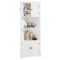 Tall Bathroom Storage Cabinet, Corner Cabinet With Doors And Adjustable Shelf, Mdf Board, White White Mdf