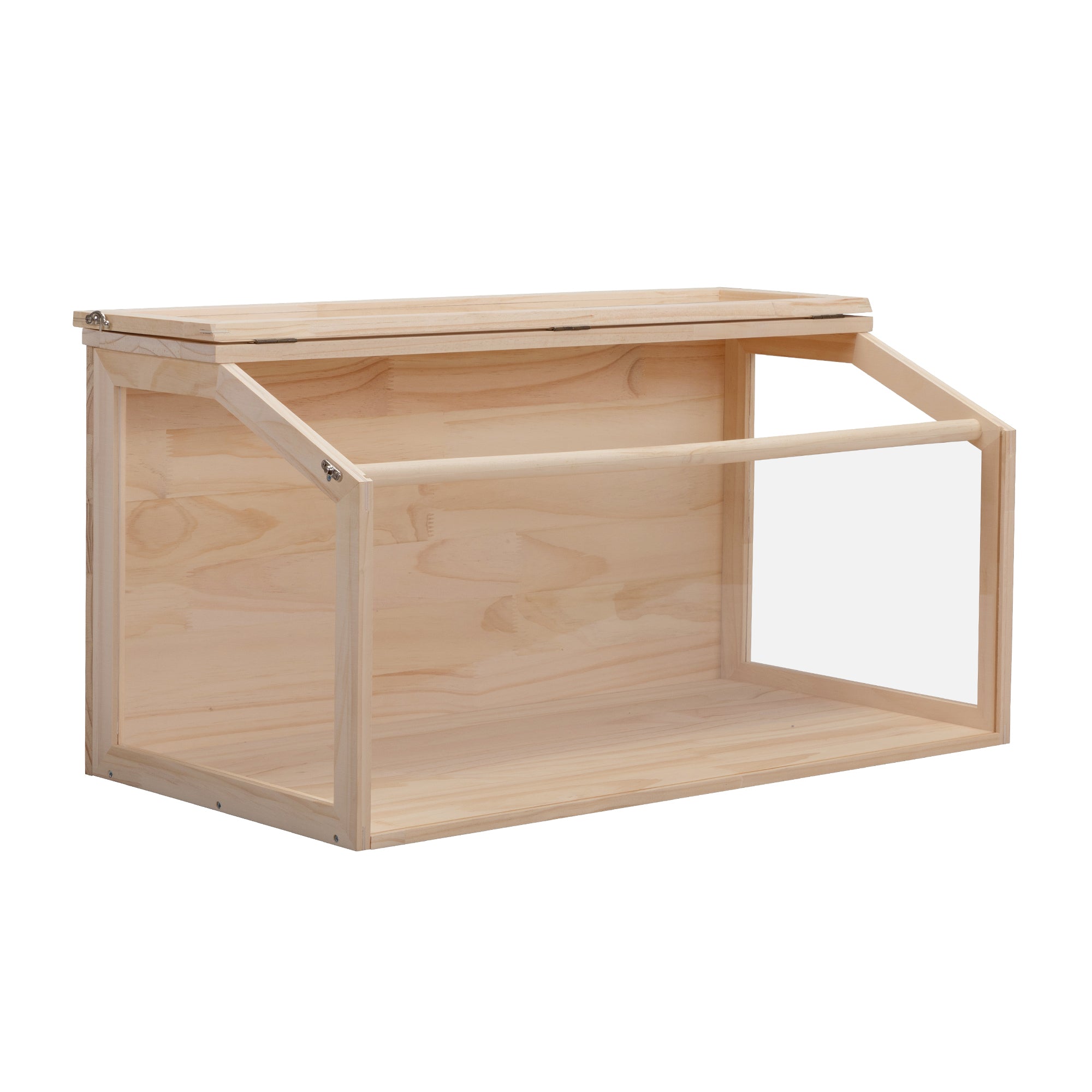 Wooden Hamster Cage Small Animals House, Acrylic Hutch For Dwarf Hamster, Guinea Pig, Chinchilla, Openable Top With Air Vents Natural Wood