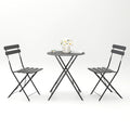 3 Pieces Patio Bistro Balcony Metail Chair Table Set Gray Yes Gray Rust Resistant Frame Fade Resistant Cushion Foam Metal