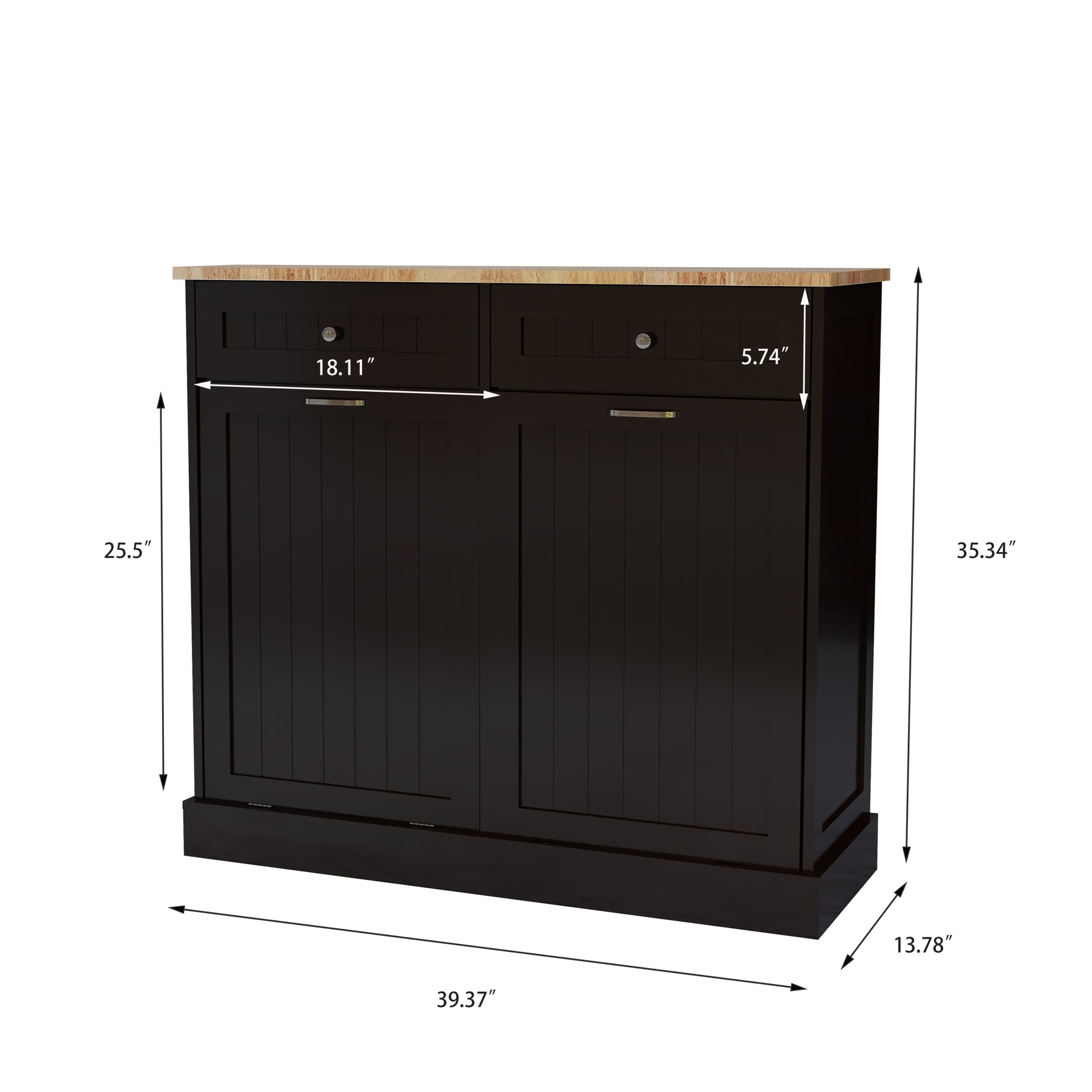 Two Drawers And Two Compartment Tilt Out Trash Cabinet Kitchen Trash Cabinet Black Black Mdf