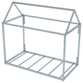 Metal House Shape Platform Bed, Twin Silver Metal