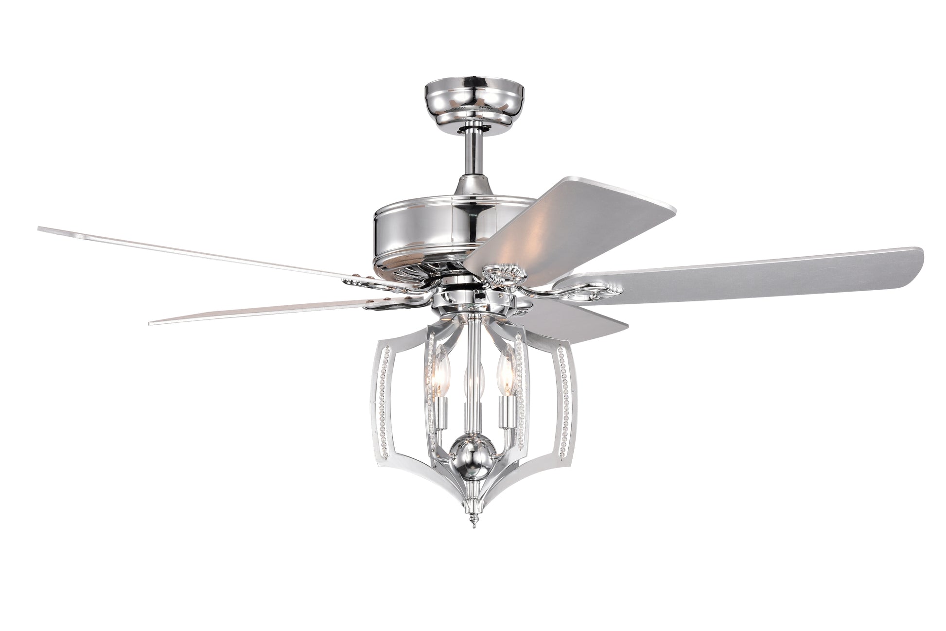 Ceiling Fans With Lights No Include Bulb And Remote 52 Inch Bedroom Ceiling Fan With Light Crystal Chandelier Fans, Reversible Motor, Timer, Polished Chrome Chrome American Design,Contemporary,Luxury,Vintage Crystal Iron