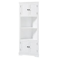 Tall Bathroom Storage Cabinet, Corner Cabinet With Doors And Adjustable Shelf, Mdf Board, White White Mdf