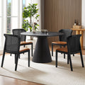 47.24'' Round Dining Table, Modern Kitchen Table Circular Mdf Finish Tabletop For Leisure Coffee Table ,Black Black Mdf