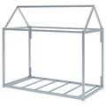 Metal House Shape Platform Bed, Twin Silver Metal