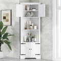 Tall Bathroom Storage Cabinet, Corner Cabinet With Doors And Adjustable Shelf, Mdf Board, White White Mdf