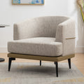 Modern Two Tone Barrel Fabric Chair, Upholstered Round Armchair For Living Room Bedroom Reading Room, Mustard Green Mustard Linen