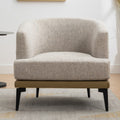 Modern Two Tone Barrel Fabric Chair, Upholstered Round Armchair For Living Room Bedroom Reading Room, Mustard Green Mustard Linen