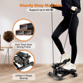 Yssoa Mini Stepper With Resistance Band, Stair Stepping Fitness Exercise Home Workout Equipment For Full Body Workout Black Steel