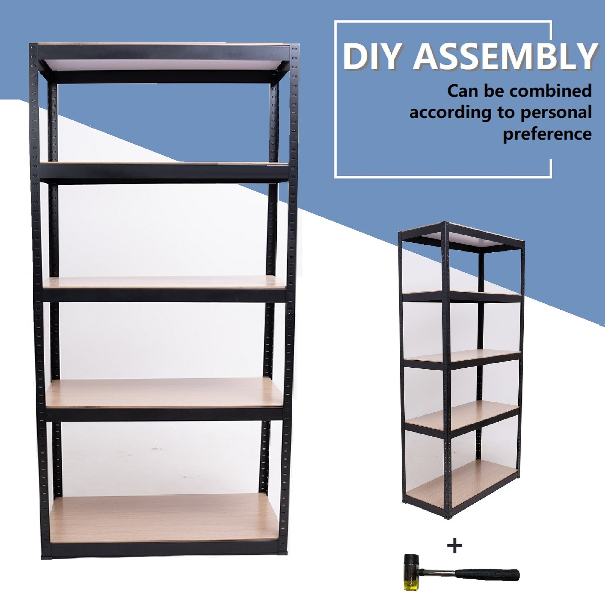 Storage Shelves 5 Tier Adjustable Garage Storage Shelving, Heavy Duty Metal Storage Utility Rack Shelf Unit For Warehouse Pantry Closet Kitchen, 23.6" X 15.7" X 47.2", Black Black Steel