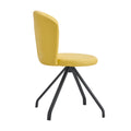 Light Yellow 360 Swivel Makeup Home Office Chair, Pu Vanity Chair, Nail Chair For Women, Queen Fancy Chair For Girls,Upholstered Chair With Black Metal Legs For Dining Room Bedroom And Living Room Metal Stripe Light Yellow Dining Room Sponge Dry Clean