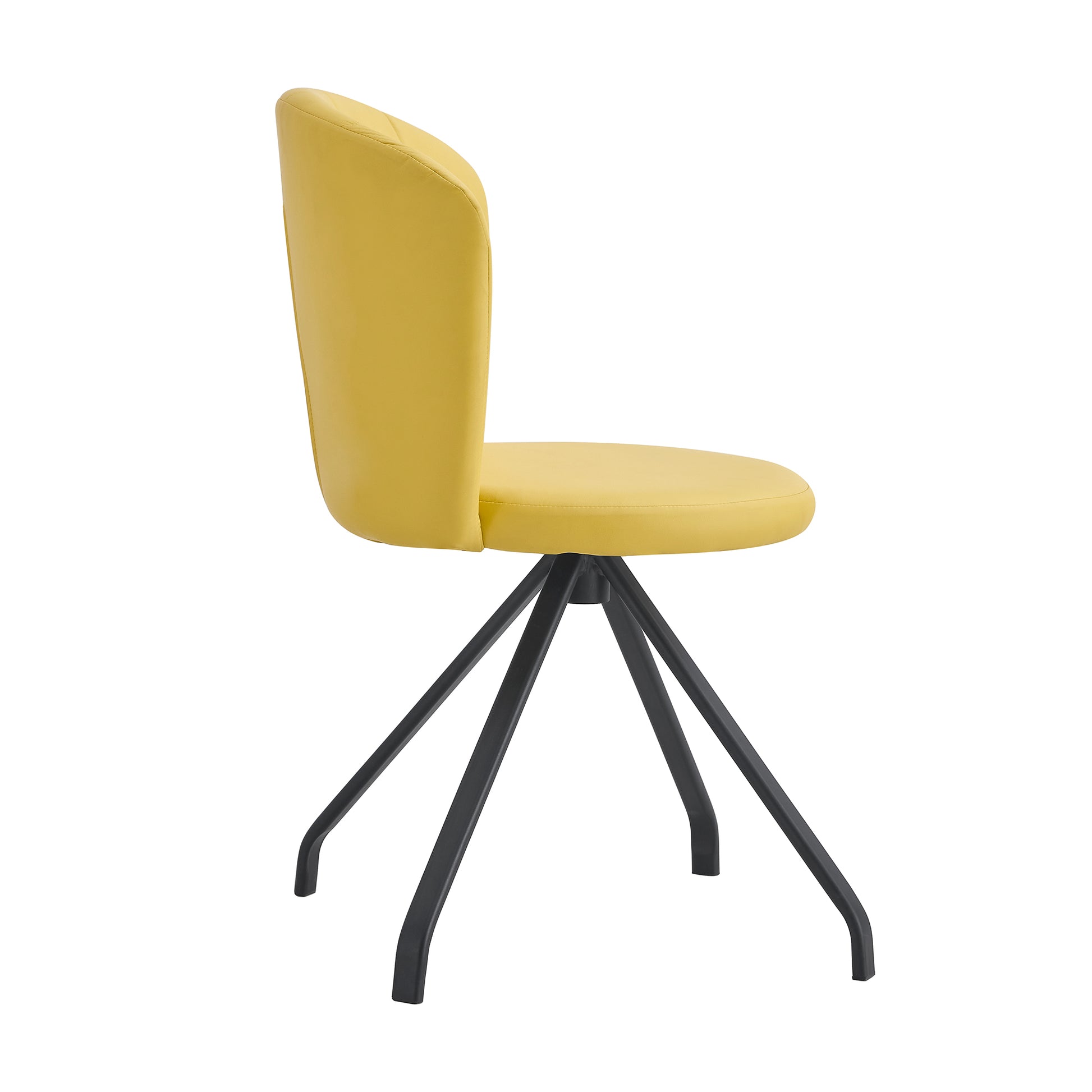 Light Yellow 360 Swivel Makeup Home Office Chair, Pu Vanity Chair, Nail Chair For Women, Queen Fancy Chair For Girls,Upholstered Chair With Black Metal Legs For Dining Room Bedroom And Living Room Metal Stripe Light Yellow Dining Room Sponge Dry Clean