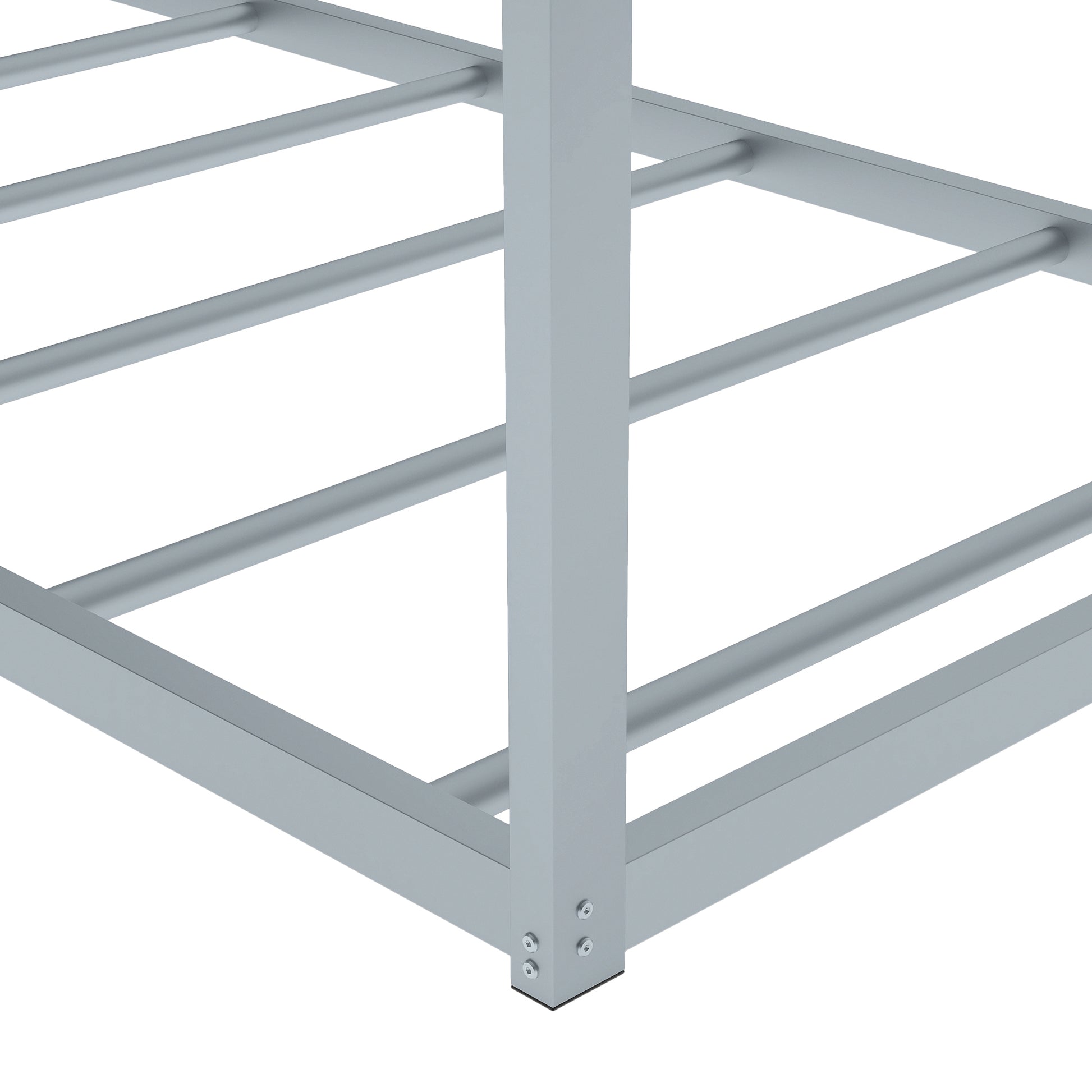 Metal House Shape Platform Bed, Twin Silver Metal