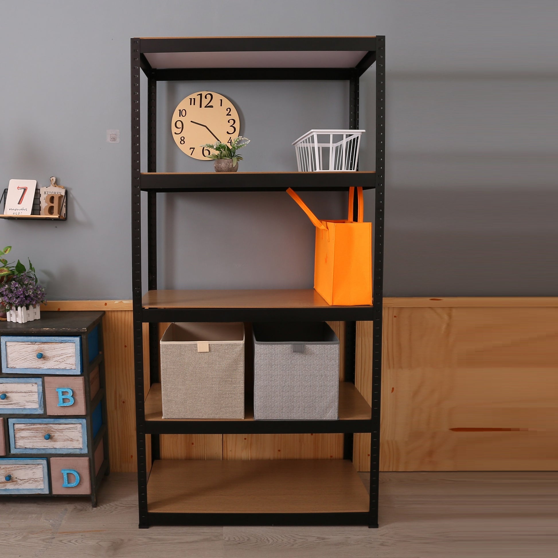 Storage Shelves 5 Tier Adjustable Garage Storage Shelving, Heavy Duty Metal Storage Utility Rack Shelf Unit For Warehouse Pantry Closet Kitchen, 23.6" X 15.7" X 47.2", Black Black Steel