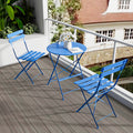 3 Pieces Patio Bistro Balcony Metail Chair Table Set Blue Yes Blue Rust Resistant Frame Fade Resistant Cushion Foam Metal