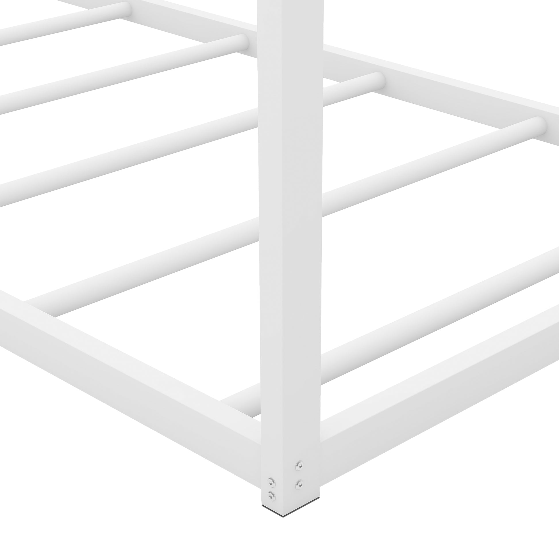Metal House Shape Platform Bed, Twin White Metal
