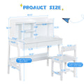 Modern Classic Desk, Children'S Desk, Solid Wood Desk, Bedroom Boy And Girl Family Desk And Chair Set, Compact, Multi Space Available, Multi Color Optional, Multi Storage Space, Color:White White Light Brown Desk And Chair Set Study Classic Pine