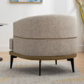Modern Two Tone Barrel Fabric Chair, Upholstered Round Armchair For Living Room Bedroom Reading Room, Mustard Green Mustard Linen
