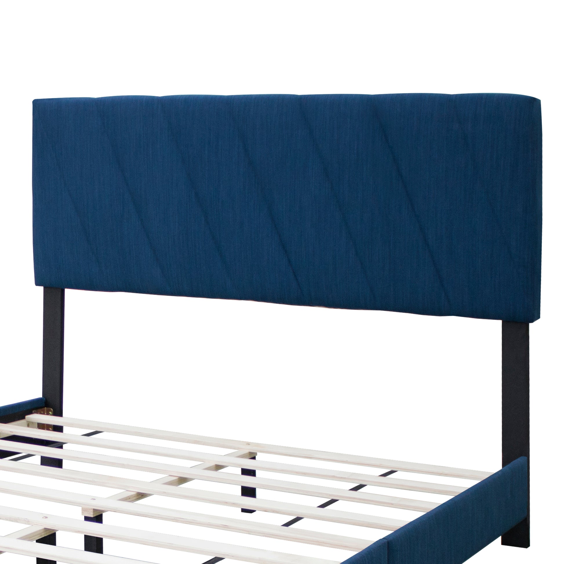 Blue Queen Adjustable Upholstered Bed Modern Minimalist Top Styles Box Spring Not Required Queen Blue Wood Espresso Bedroom Contemporary,Minimalist,Modern,Shabby Chic Rubberwood Adjustable Bedbase Fiber Foam And Polyester Fiber Pad Linen Upholstered