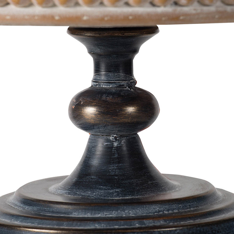 D14X7.5" Wooden Display Stand With Beaded Trim Black Brown Mdf