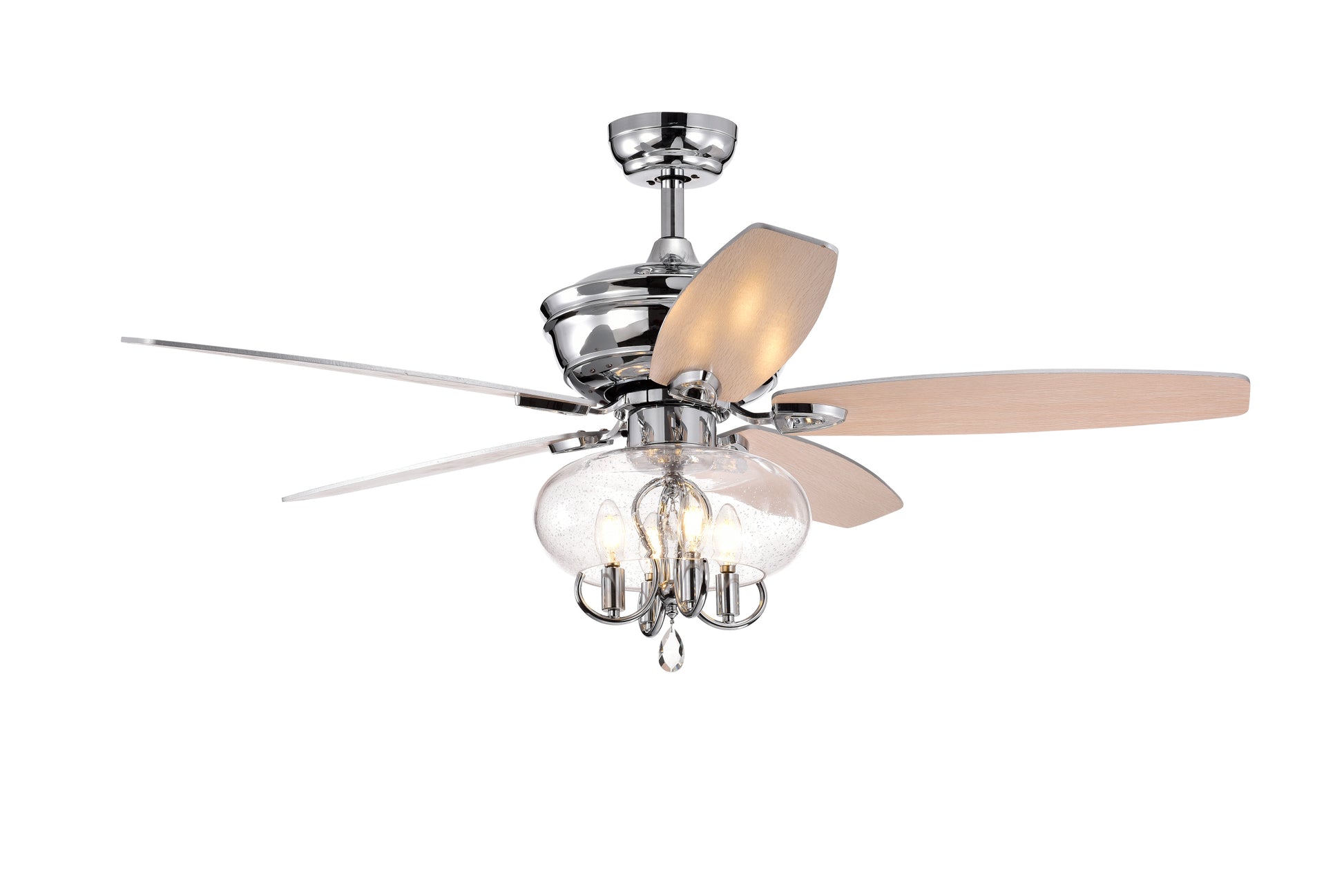 52" Crystal Chandelier Fan With Remote, Classic, Glam, Traditional, Transitional For Home, Kitchen, Dining Room, Guest Room, Living Room, Chrome Chrome American Design,American Traditional,Contemporary,Industrial,Luxury Metal & Wood Glass Metal