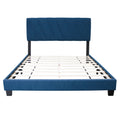 Blue Queen Adjustable Upholstered Bed Modern Minimalist Top Styles Box Spring Not Required Queen Blue Wood Espresso Bedroom Contemporary,Minimalist,Modern,Shabby Chic Rubberwood Adjustable Bedbase Fiber Foam And Polyester Fiber Pad Linen Upholstered