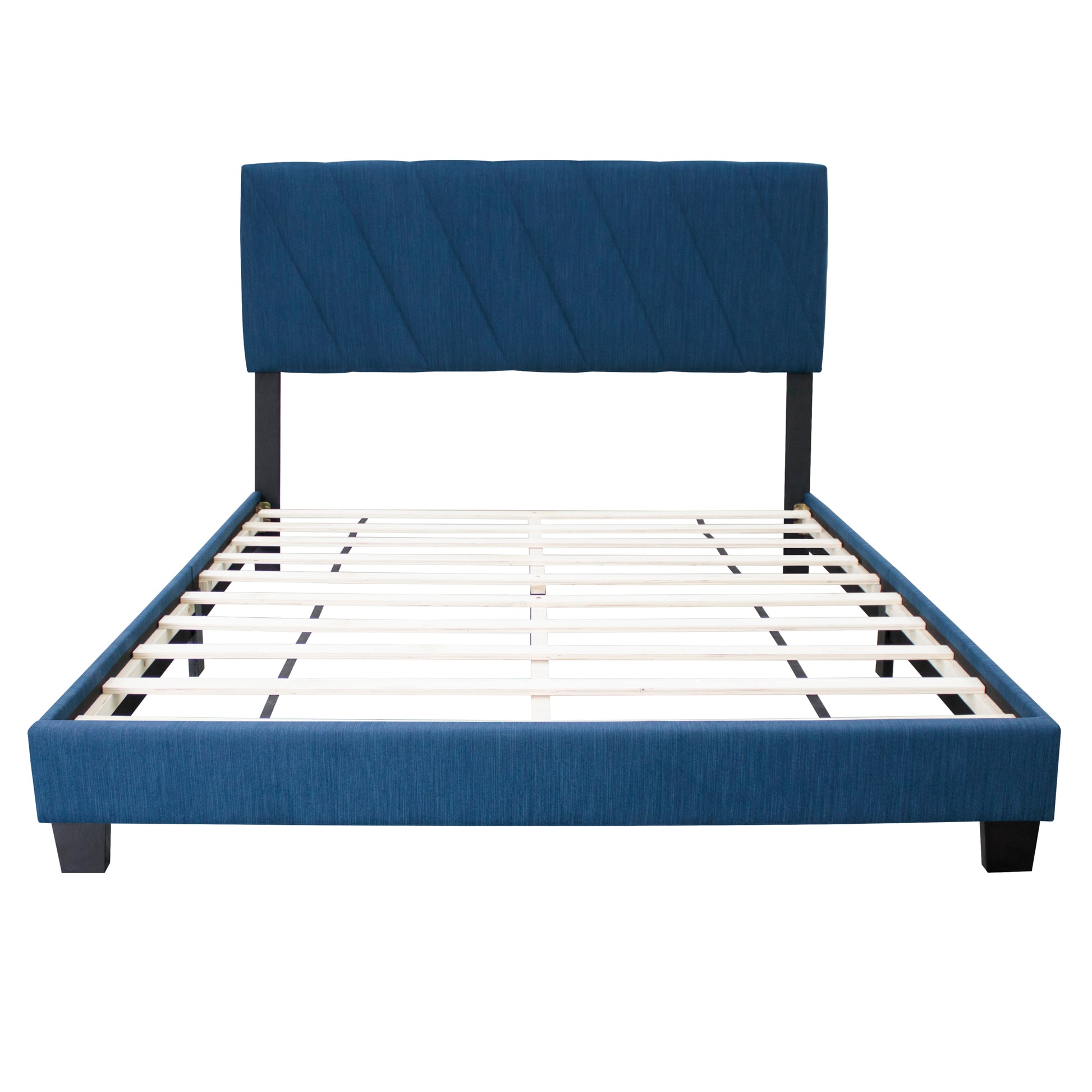 Blue Queen Adjustable Upholstered Bed Modern Minimalist Top Styles Box Spring Not Required Queen Blue Wood Espresso Bedroom Contemporary,Minimalist,Modern,Shabby Chic Rubberwood Adjustable Bedbase Fiber Foam And Polyester Fiber Pad Linen Upholstered