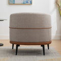 Modern Two Tone Barrel Fabric Chair, Upholstered Round Armchair For Living Room Bedroom Reading Room, Burnt Orange Burnt Orange Linen