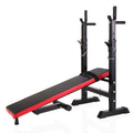 Adjustable Folding Multifunctional Workout Station Adjustable Workout Bench With Squat Rack Balck Red Black Red Metal