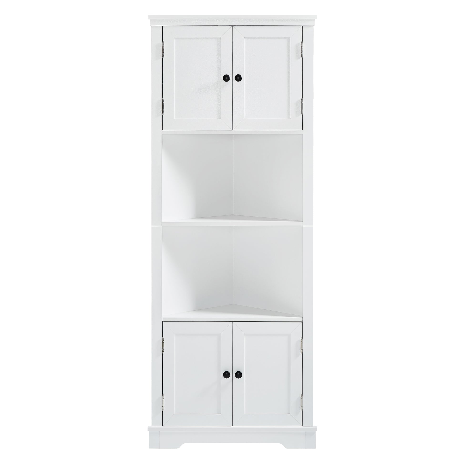 Tall Bathroom Storage Cabinet, Corner Cabinet With Doors And Adjustable Shelf, Mdf Board, White White Mdf