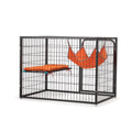 4 Story Pet Cage, Bunny Hutch With Ladder, Lockable Wheels And Removable Tray, Black And Orange Black Metal