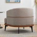 Modern Two Tone Barrel Fabric Chair, Upholstered Round Armchair For Living Room Bedroom Reading Room, Burnt Orange Burnt Orange Linen