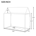 Metal House Shape Platform Bed, Twin White Metal