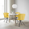Light Yellow 360 Swivel Makeup Home Office Chair, Pu Vanity Chair, Nail Chair For Women, Queen Fancy Chair For Girls,Upholstered Chair With Black Metal Legs For Dining Room Bedroom And Living Room Metal Stripe Light Yellow Dining Room Sponge Dry Clean