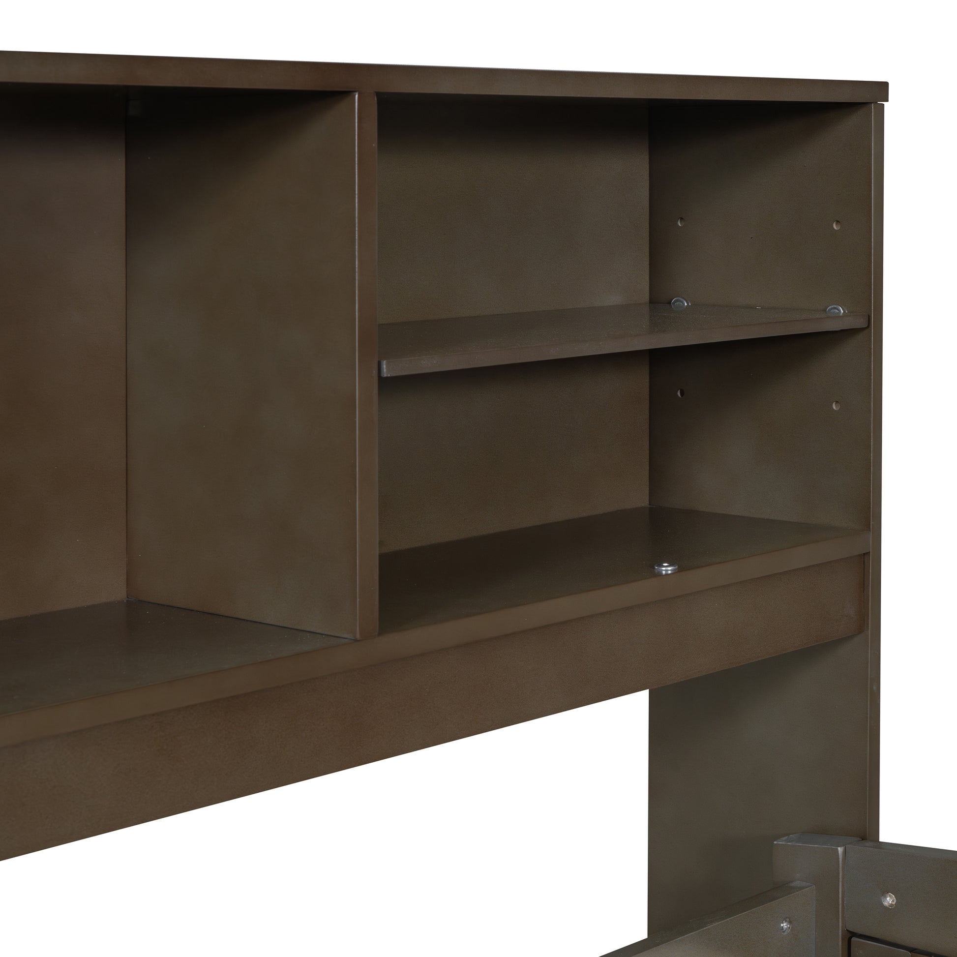 Full Size Wood Daybed With 2 Bedside Cabinets, Upper Shelves And 4 Drawers, Antique Brown Antique Brown Solid Wood Mdf