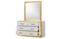 Contemporary Style 5Pc Queen Bedroom Set Made With Wood & Gold Finish Box Spring Not Required Queen White Wood 5 Piece Set Bedroom Bed Included,Chest Included,Dresser Included,Mirror Included,Nightstand Included Contemporary,Modern Solid Wood Mdf Built