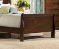 Classic Louis Philipe Style Twin Size Bed Brown Cherry Finish 1Pc Traditional Design Bedroom Furniture Sleigh Bed Box Spring Required Twin Brown Wood Bedroom Traditional,Transitional Bed Frame Wood