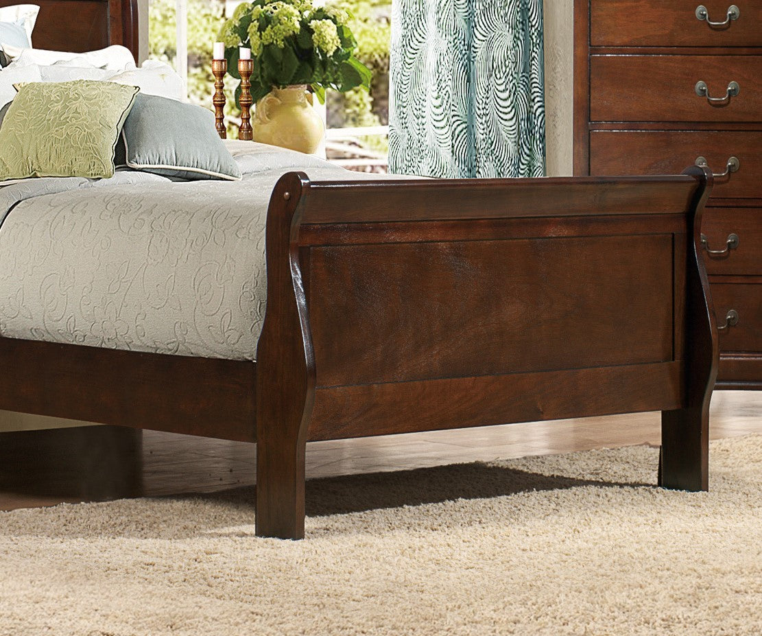 Classic Louis Philipe Style Twin Size Bed Brown Cherry Finish 1Pc Traditional Design Bedroom Furniture Sleigh Bed Box Spring Required Twin Brown Wood Bedroom Traditional,Transitional Bed Frame Wood